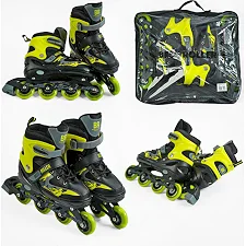 Ролики 27300-М Best Roller /размер 34-37/ цвет – ЖЕЛТЫЙ (6) колеса PU, ПЕРЕДНЕЕ КОЛЕСО СВЕТ, стелька 21.5-24 см, d колес – 7 см, в сумке