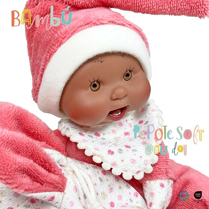 Пупс, серия SOFT DOUDOU, в коралловой одежде в коробке, 26см, Nines d`Onil (04323)