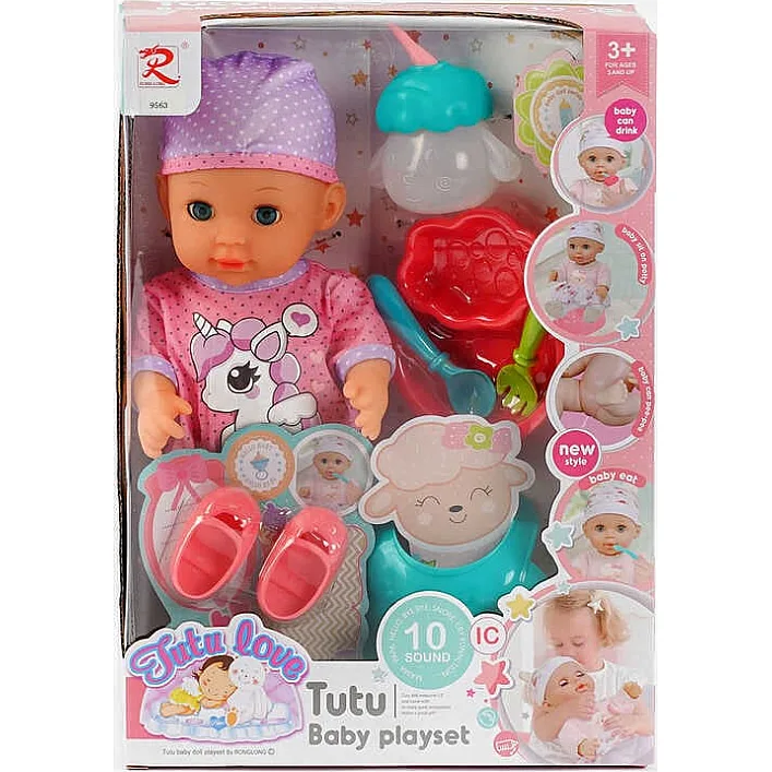 Пупс 9563 (24) "Tutu Baby playset", музичний чіп, характерні звуки та фрази, заплющує очі, аксесуари, в коробці