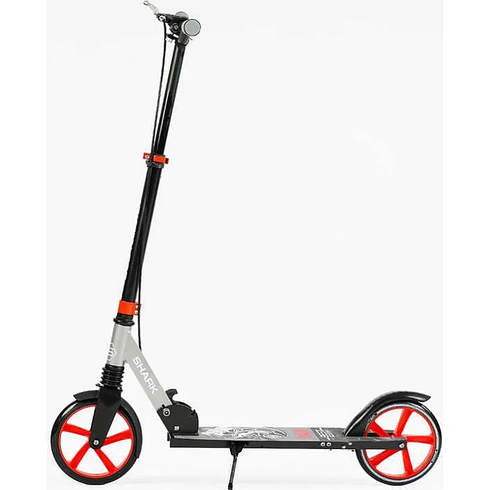 Самокат двухколесный "Best Scooter" SH-25048 (4) "SHARK", с ручным тормозом, зажим руля, колеса PU - 20 см, 1 амортизатор, в коробке