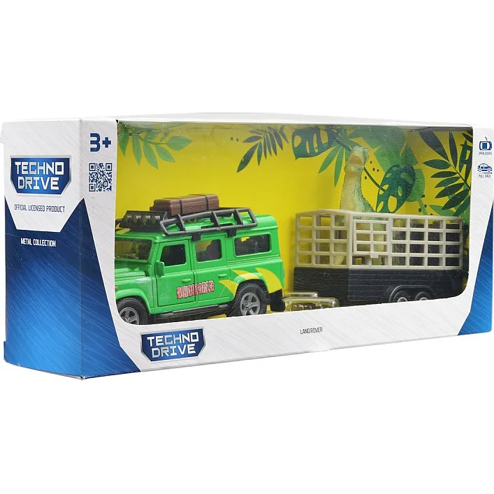 Игровой набор – LAND ROVER (с прицепом и динозавром) 520178.270 (Маш6514)