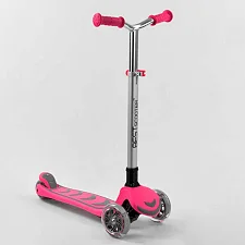 Самокат трехколесный Y-00211 (4) Best Scooter, РОЗОВЫЙ, складной алюминиевый руль, 4 колеса PU со светом, d=12 см