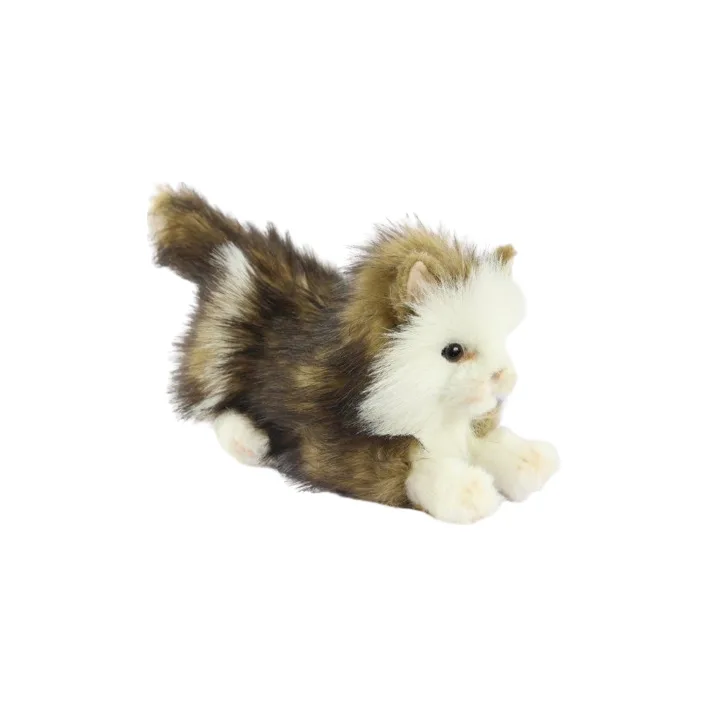 М' игрушка Котенок бежево-белый, лежащий, L. 25см, HANSA (8233)