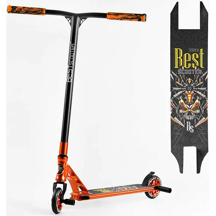 Самокат трюковый 53880 Best Scooter (4) HIC-система, ПЕГИ, алюминиевый диск и дека, АНОДИРОВАННАЯ ПОКРАСКА, колёса PU, d=110мм, ширина руля - 60 см