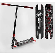 Самокат трюковый Best Scooter BS-99622 (4) HIC-система, ПЕГИ, алюминиевый диск и дека с ПРИНТОМ, колёса PU, d=110мм, ширина руля - 60 см, в коробке