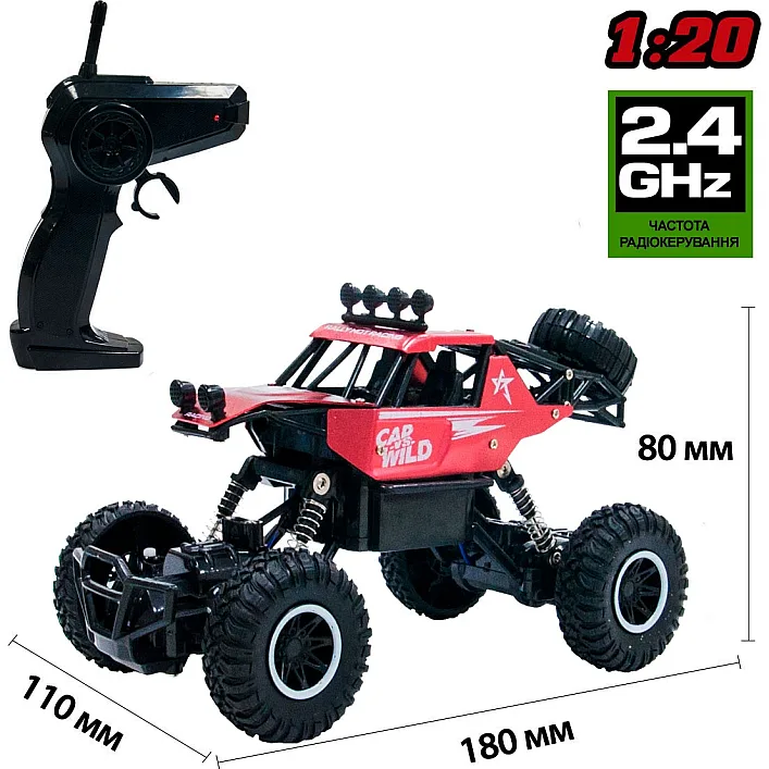 Автомобиль OFF-ROAD CRAWLER на р/к - CAR VS WILD (красный, акум. 3,6V, металл. корпус, 1:20) (Маш0517)