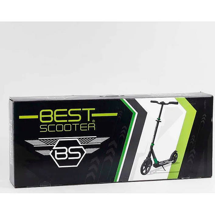 Самокат алюминиевый "Best Scooter" 75186 (2) колеса PU, d переднего колеса - 230мм, d заднего колеса - 215мм, 1 амортизатор передний, в коробке