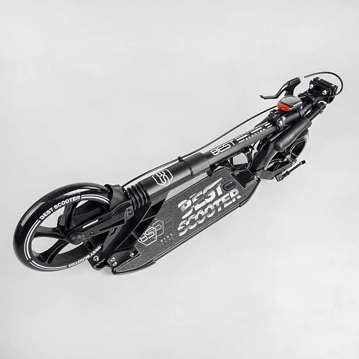 Самокат двухколесный "Best Scooter" 24215-B (2) ФАРА, переднее колесо PU 230 мм, заднее колесо 200мм, 2 амортизатора, дисковый тормоз, зажим руля