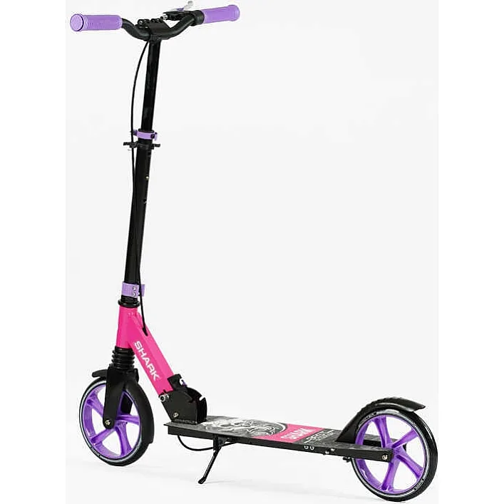 Самокат двухколесный "Best Scooter" SH-30610(4) "SHARK", с ручным тормозом, зажим руля, колеса PU - 20 см, 1 амортизатор, в коробке