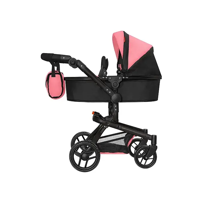Коляска для куклы CARRELLO FORTUNA 9695 PEACH PINK с сумкой, металлическая, коробка 54,5*14,5*38,5 (Дев7842)