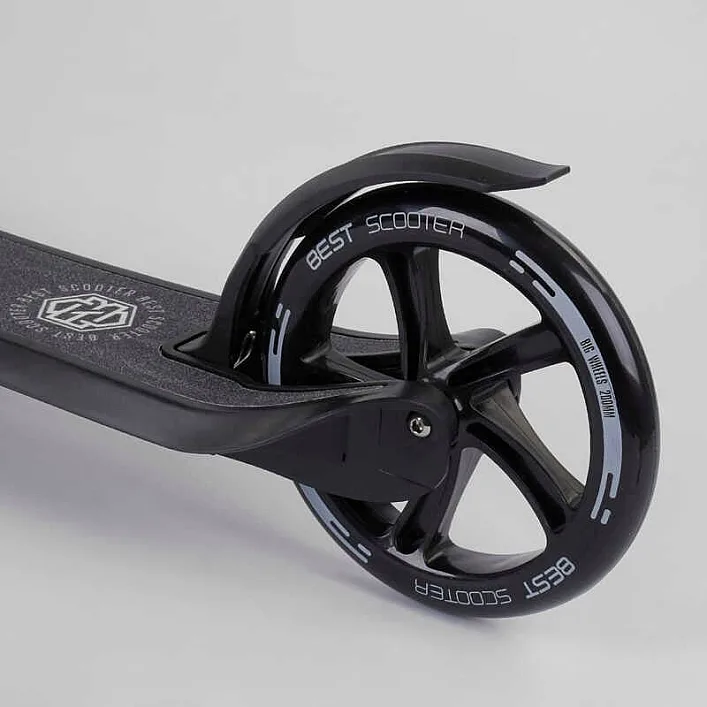 Самокат двухколесный 72378 "Best Scooter" (2) цвет ЧЕРНЫЙ, колеса PU - 20 см, широкий велосипедный руль, новый зажим руля, в коробке