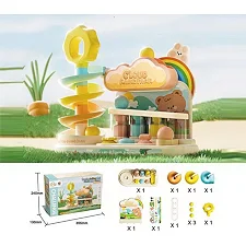 Игра с шариком T 929 A (8) игровая платформа со спиральной горкой, 3 шарика, мелодия, звуковые эффекты, подсветка, в коробке