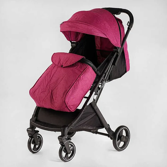 Тележка прогулочная детская "JOY" Comfort L-20115 (1) цвет Розовая, рама сталь с алюминием, футкавер, подстаканник, телескопическая ручка
