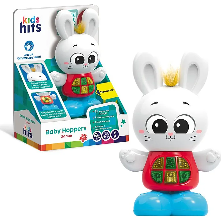 Музыкальная развивающая игрушка Очаровательные зверьки Kids Hits, KH11/002, "Зайка", на батарейке, огоньки, стихи, мелодии, фразы, песня, в короб. р. 15,8*21*7,7 см (Муз0966)