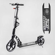 Самокат двухколесный "Best Scooter" 24215-B (2) ФАРА, переднее колесо PU 230 мм, заднее колесо 200мм, 2 амортизатора, дисковый тормоз, зажим руля
