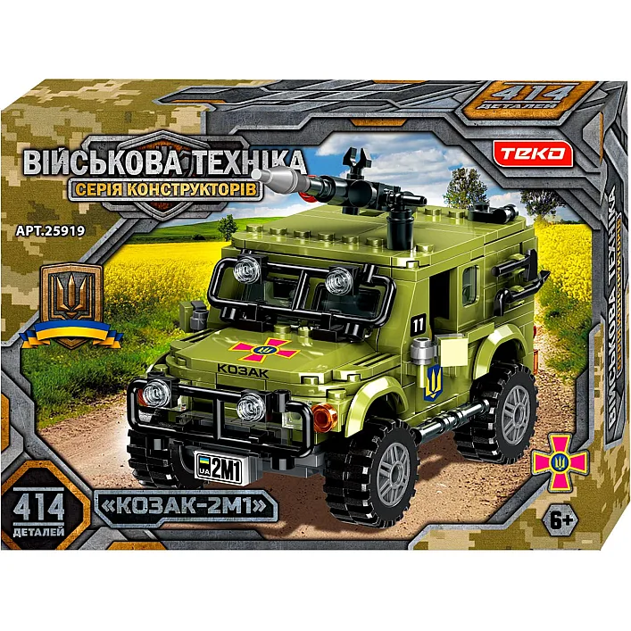 Конструктор "Военная техника" 25919 (24) 414 деталей, "Teko", бронированная машина "Казак-2М1", в коробке
