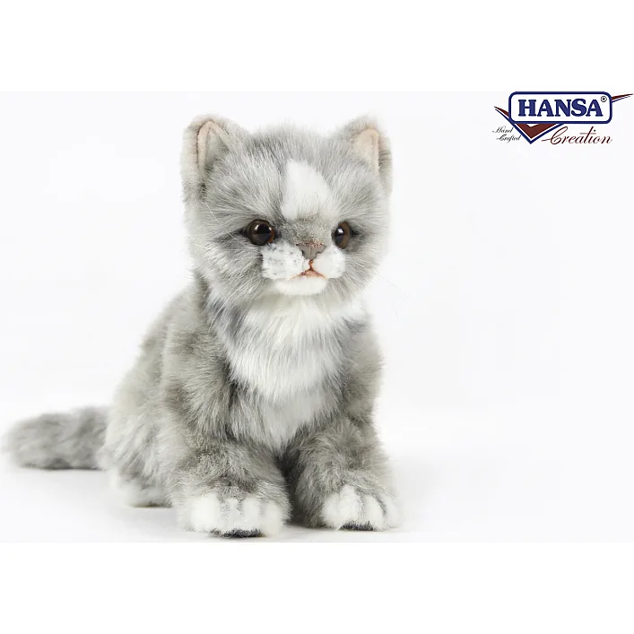 Мягкая игрушка Жаккардовый серый котенок, сидящий высота 19см, Hansa (70638)