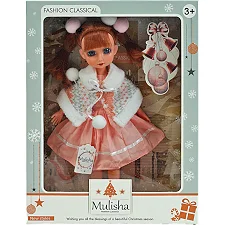 Кукла QJ 120 D (48/2) высота 30 см, накидка, резинки для волос, в коробке