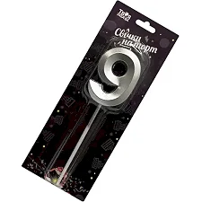 Свеча-цифра "9" 03802 серебряная 3D 03802 ТМ "Твоя забава" (4,5 см) (Рез7934)