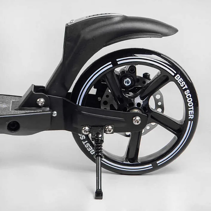 Самокат двухколесный "Best Scooter" 24215-B (2) ФАРА, переднее колесо PU 230 мм, заднее колесо 200мм, 2 амортизатора, дисковый тормоз, зажим руля