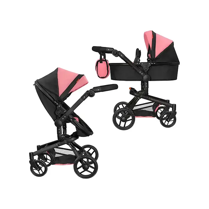 Коляска для куклы CARRELLO FORTUNA 9695 PEACH PINK с сумкой, металлическая, коробка 54,5*14,5*38,5 (Дев7842)