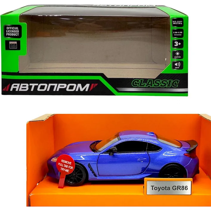 Машинка металева "Автопром: Toyota GR86" (СИНЯ)
