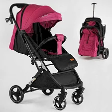 Тележка прогулочная детская "JOY" Comfort L-20115 (1) цвет Розовая, рама сталь с алюминием, футкавер, подстаканник, телескопическая ручка
