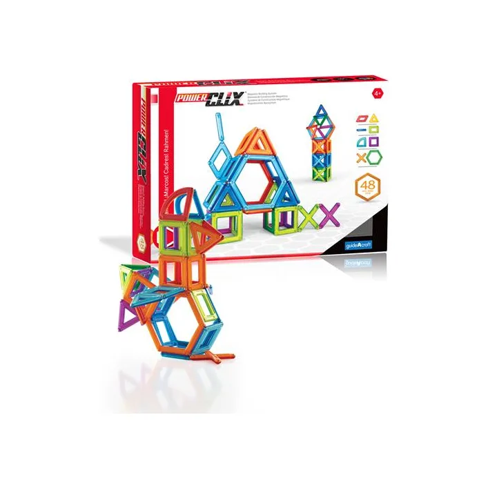 Магнитный конструктор Guidecraft PowerClix Frames, 48 деталей (G9200)