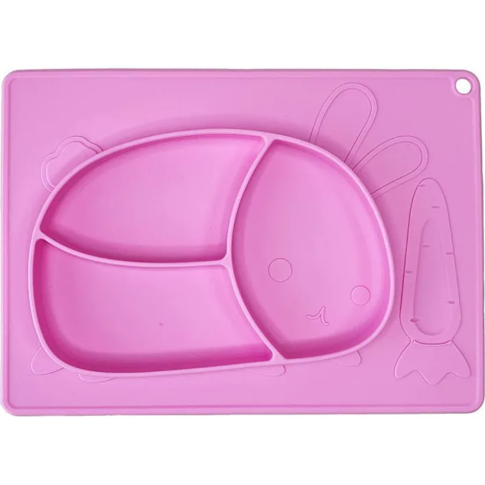Силиконовая тарелка-коврик "Зайчик" MGZ-0119(Pink) 19х27 см