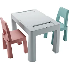 Комплект Multifun Teggi 1+2 (столик та кріселка) сірий/рожевий/бірюзовий TI-011-174 TEGA