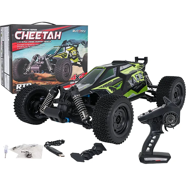 Дитяча машинка Ramiz CHEETAH 16201 на дистанційному керуванні, масштаб 1:16, чорно-зелена