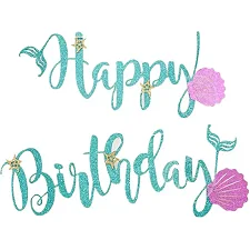 Гирлянда бумажная буквы "Happy birthday морская", голубой, в уп (1 шт) (Дер5179)