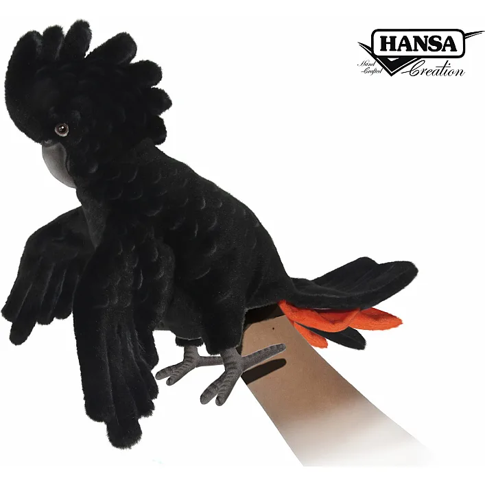 М'яка іграшка на руку Червонохвостий чорний какаду серія Puppet висота 49см, Hansa (82273)