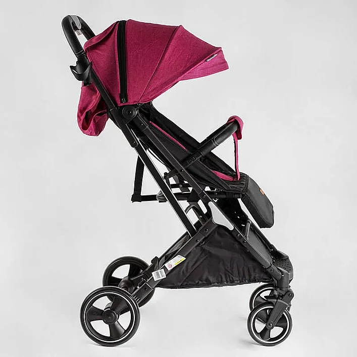 Тележка прогулочная детская "JOY" Comfort L-20115 (1) цвет Розовая, рама сталь с алюминием, футкавер, подстаканник, телескопическая ручка