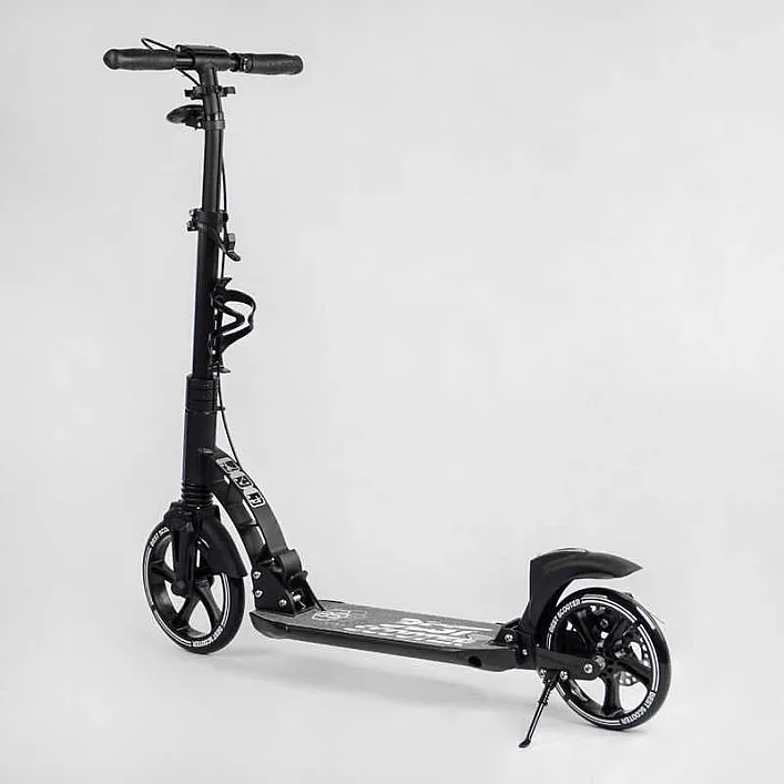 Самокат двухколесный "Best Scooter" 24215-B (2) ФАРА, переднее колесо PU 230 мм, заднее колесо 200мм, 2 амортизатора, дисковый тормоз, зажим руля