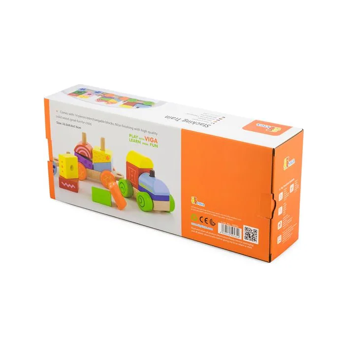 Деревянный поезд Viga Toys Яркие кубики (50534)
