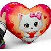 Подушка з принтом "Серце. Котик" 36х29 см