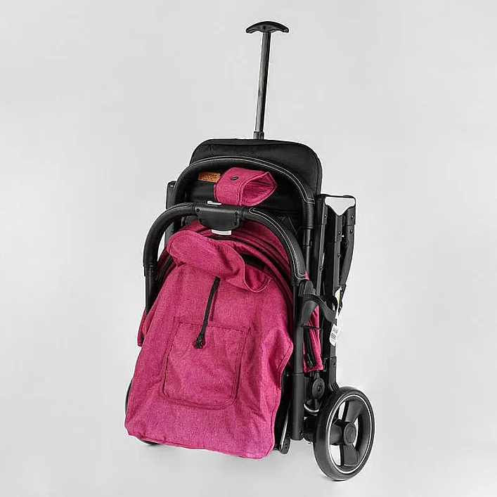Тележка прогулочная детская "JOY" Comfort L-20115 (1) цвет Розовая, рама сталь с алюминием, футкавер, подстаканник, телескопическая ручка