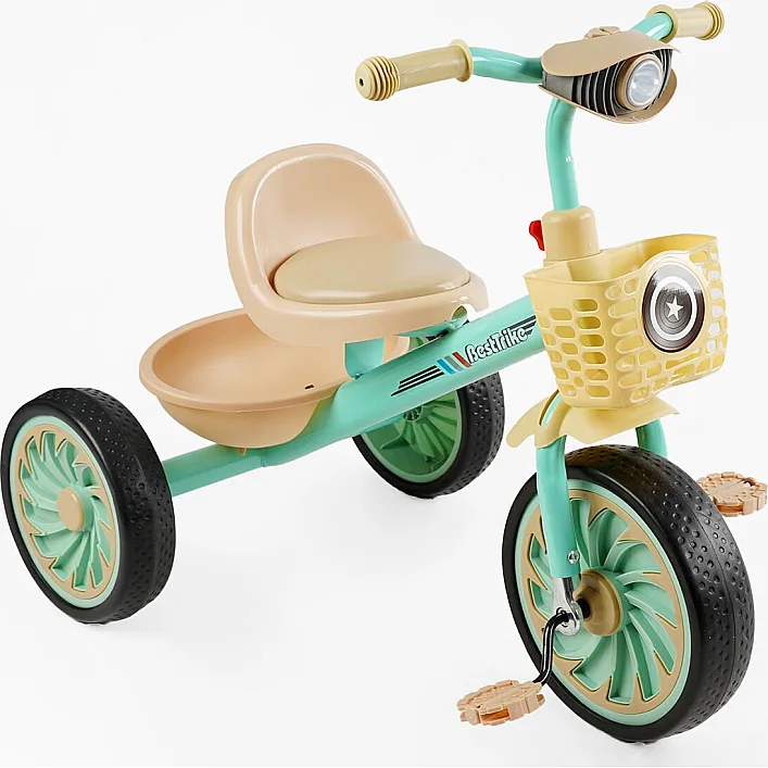 Велосипед 3-х колесный BS-33461 "Best Trike" (1) колеса EVA переднее 12', заднее 10', стальная рама, УКР. ВЗУЧИВАНИЕ, свет, 2 корзины, в коробке
