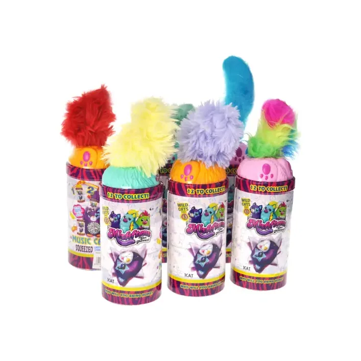Мягкая игрушка C2372 котики, сенсор, англ. музыка, звуки в колбе 6 шт бокс дисплей (Мяк7223)