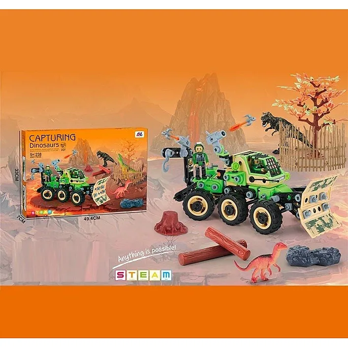 Конструктор J 6615 (18/2) 238 деталей, инструменты, игровые фигурки, резиновые шины, в коробке