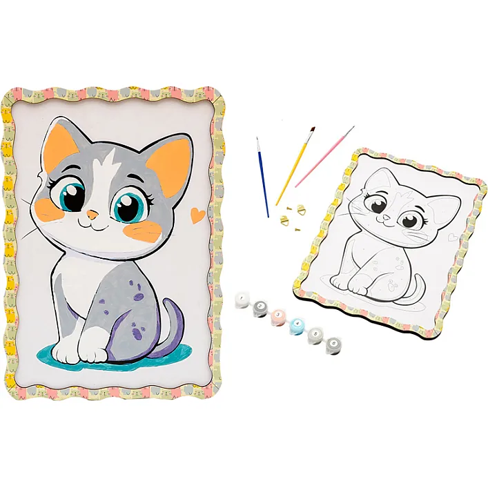 Картина по номерах Puz-22945 "Котик" дерев'яна, формат А4 PuzzleOk (Нас2844)