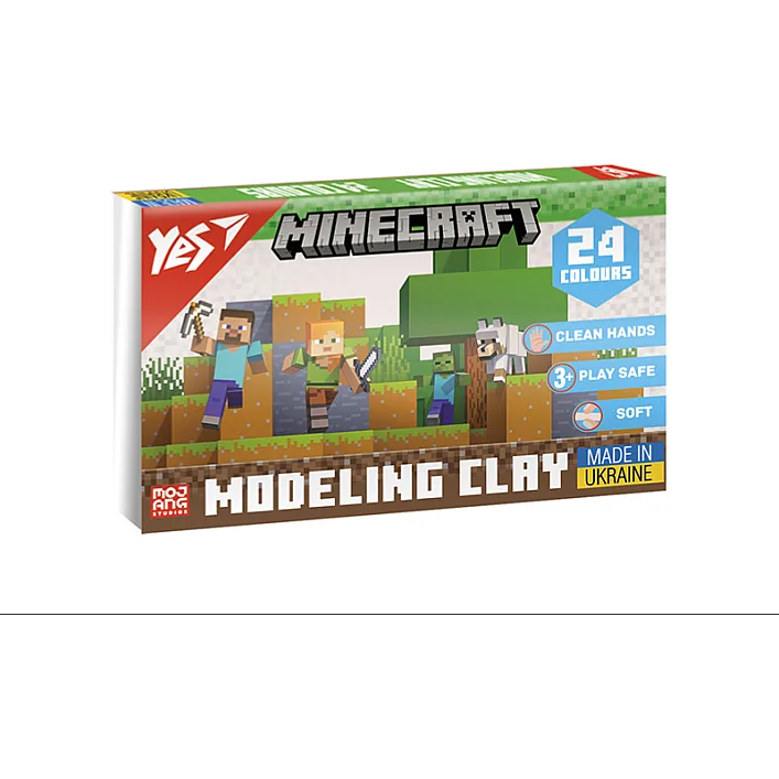 Пластилін Yes Minecraft 24 кольори 480г 540682 (Кнц0682)