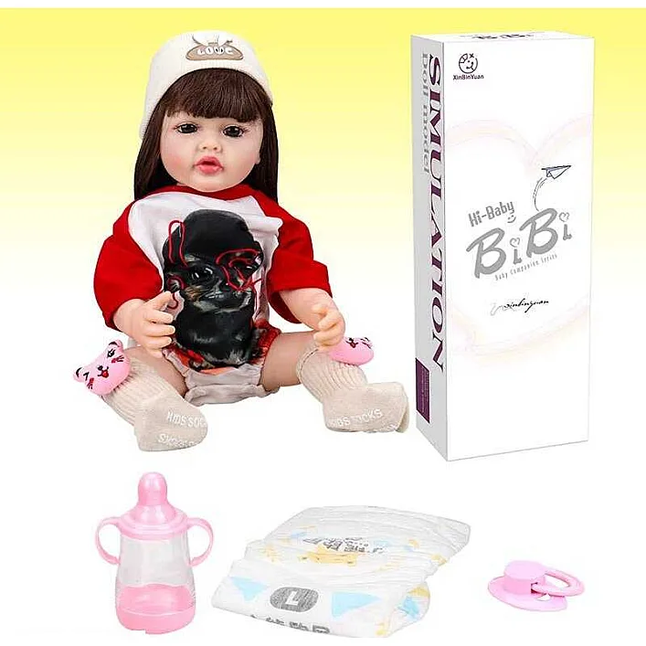 Лялька XBY 5532 (12) висота 52 см, гумова, шапочка, пляшечка, памперс, соска, в коробці