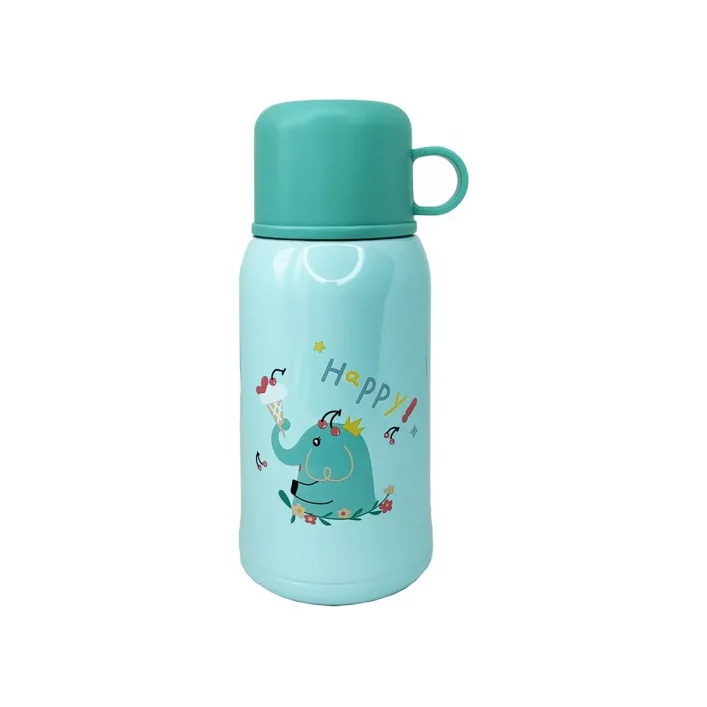 Термос-поильник с силиконовой трубочкой MGZ-0318(Turquoise) чашкой, в чехле с ремешком, 550 мл