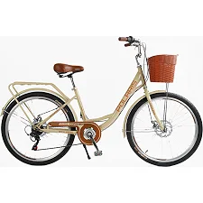Велосипед городской Corso «Polaris» 26” PS-72411 + КОРЗИНА (1) стальная рама 16.5”, Shimano 7 скоростей, корзина, багажник