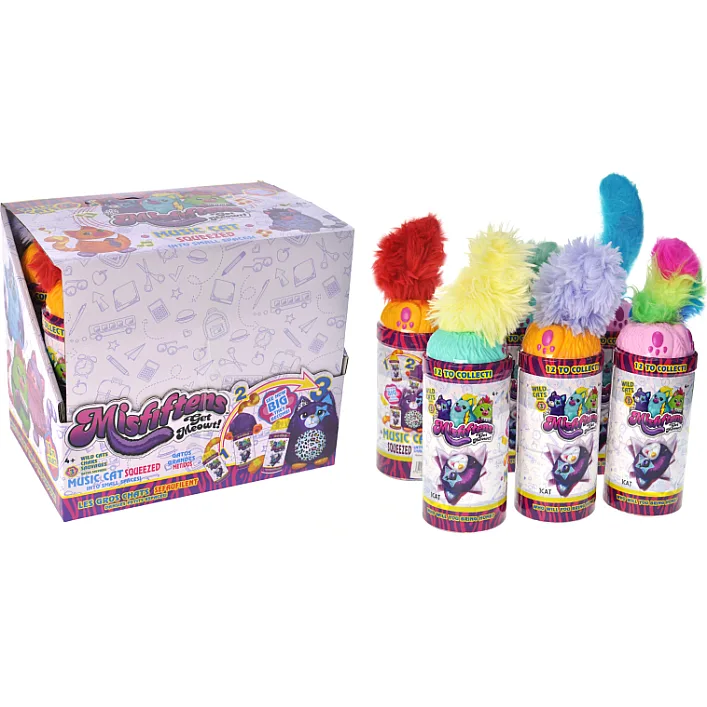 Мягкая игрушка C2372 котики, сенсор, англ. музыка, звуки в колбе 6 шт бокс дисплей (Мяк7223)