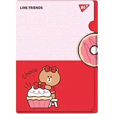 Папка-уголок YES A4 с клапаном "Line Friends. Choco" (Кнц4929)