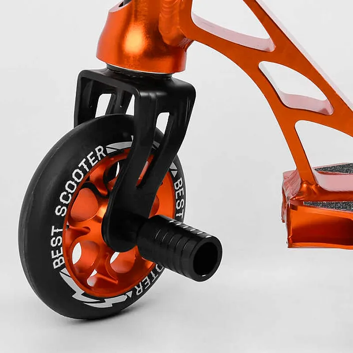Самокат трюковый 53880 Best Scooter (4) HIC-система, ПЕГИ, алюминиевый диск и дека, АНОДИРОВАННАЯ ПОКРАСКА, колёса PU, d=110мм, ширина руля - 60 см