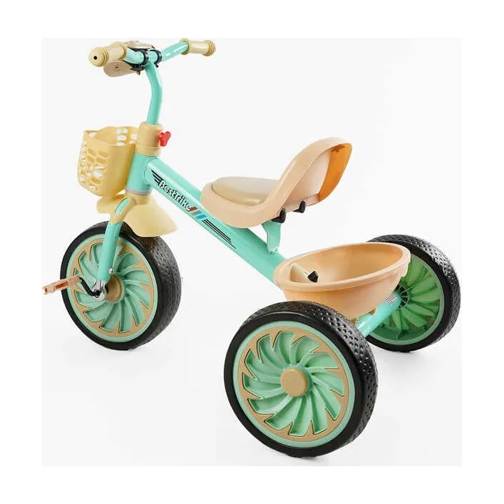 Велосипед 3-х колесный BS-33461 "Best Trike" (1) колеса EVA переднее 12', заднее 10', стальная рама, УКР. ВЗУЧИВАНИЕ, свет, 2 корзины, в коробке